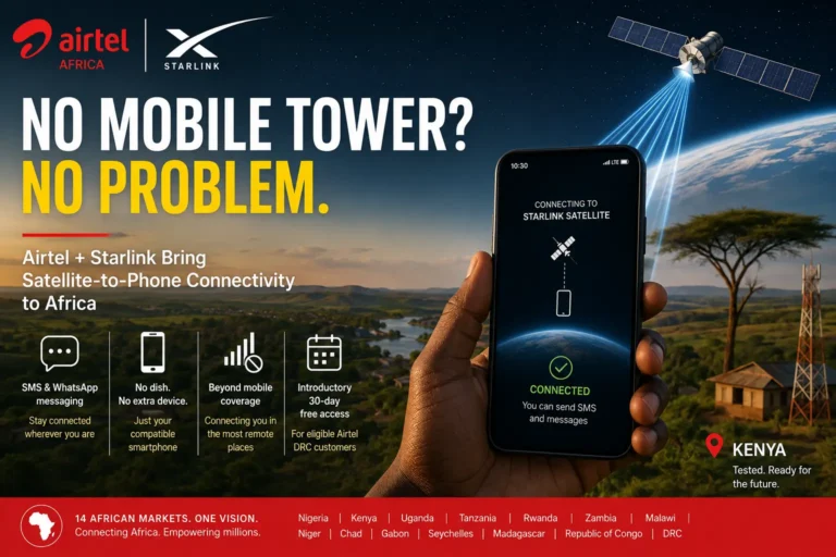 Airtel and Starlink satellite-to-phone connectivity in Africa and Kenya
